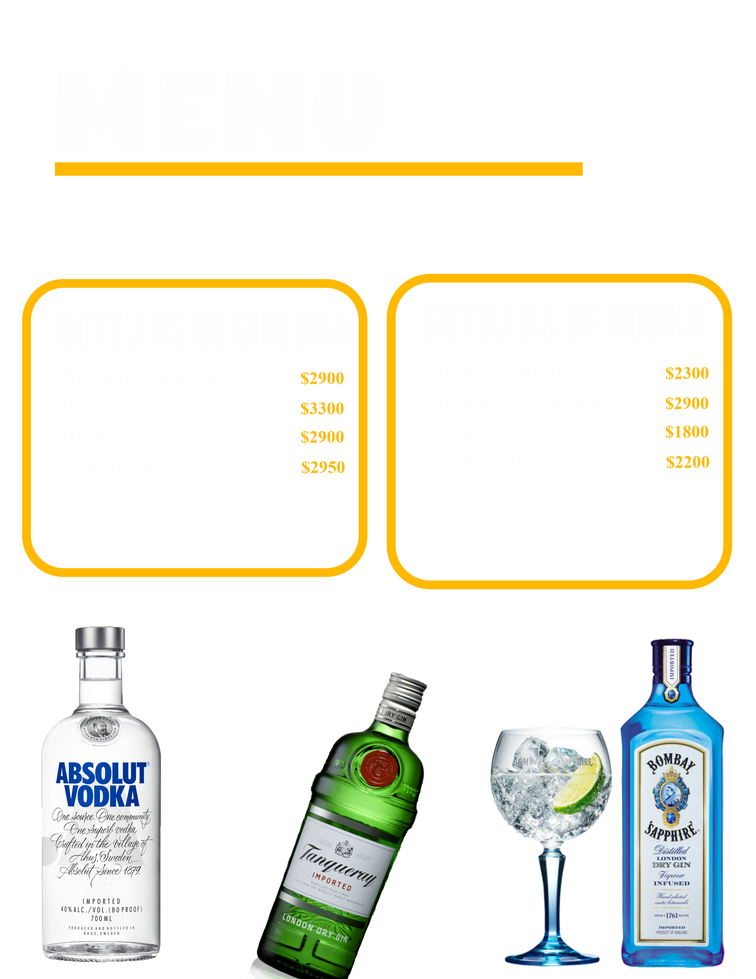 Botellas de Ginebra y Vodka